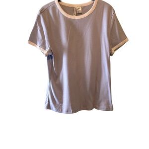 H&M Top Cream Gray Sz Large Short Sleeve Pullover Tee